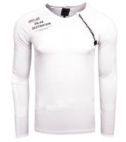 Herren Longsleeve mit kleinem Schriftzug-Print Baumwoll-Langarm-Shirt Sommer-Pullover Freizeit-Shirt R-10120 Weiß Herren Longsleeve mit kleinem Schriftzug-Print Baumwoll-Langarm-Shirt Sommer-Pullover Freizeit-Shirt R-10120 Weiß