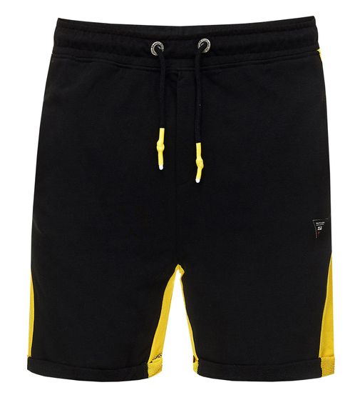 Herren Sport-Short Baumwoll-Shorts kurze Fitness-Hose Trainings-Hose R-13631 Schwarz/Gelb