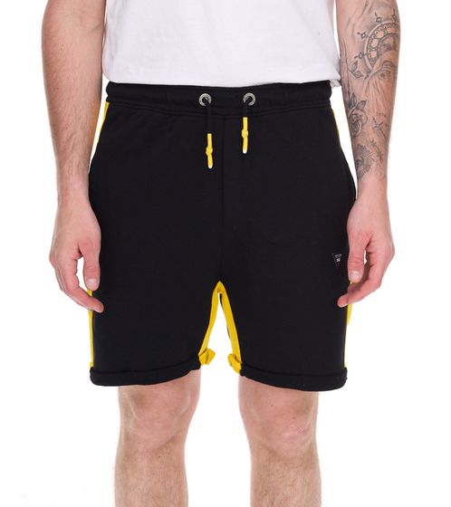 Herren Sport-Short Baumwoll-Shorts kurze Fitness-Hose Trainings-Hose R-13631 Schwarz/Gelb