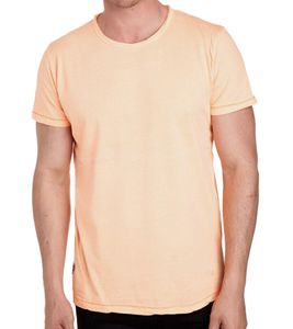 T-shirt basique en coton délavé pour homme, col rond, manches courtes, R-15200, orange fluo T-shirt basique en coton délavé pour homme, col rond, manches courtes, R-15200, orange fluo