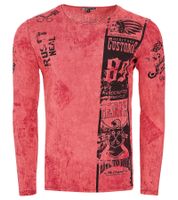 Chemise à manches longues en coton tie-dye pour homme, pull d'été, chemise de loisirs, rouge R-10146