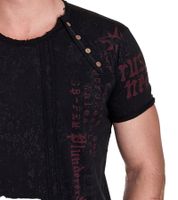 T-shirt homme imprimé Pillard et Exploitant, col rond, en coton, noir, R-15191