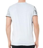 T-shirt da uomo con stampa urbana, maglietta estiva in cotone con scollo tondo e abbottonatura R-15246 grigio chiaro