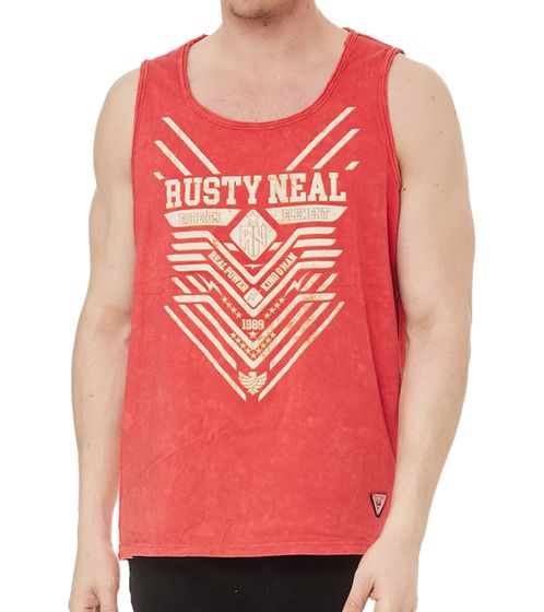 Men's Tank Top in Vintage Design, Long-Sleeved Shirt with Urban Print, Summer Top R-15247 Coral