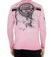 Camisa de hombre de manga larga estilo vintage, cuello redondo, algodón R-10151 rosa Camisa de hombre de manga larga estilo vintage, cuello redondo, algodón R-10151 rosa