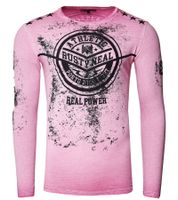 Camisa de hombre de manga larga estilo vintage, cuello redondo, algodón R-10151 rosa Camisa de hombre de manga larga estilo vintage, cuello redondo, algodón R-10151 rosa