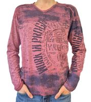 Men's Vintage-Style Long-Sleeve Work in Progress Round-Neck Cotton Shirt R-10109 Light Burgundy Men's Vintage-Style Long-Sleeve Work in Progress Round-Neck Cotton Shirt R-10109 Light Burgundy