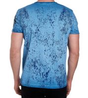 T-shirt da uomo con stampa "Plunderer & Exploiter", in cotone, girocollo, R-15191, blu petrolio
