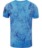 T-shirt da uomo con stampa "Plunderer & Exploiter", in cotone, girocollo, R-15191, blu petrolio