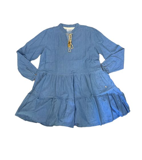 Les Tropeziennes Damen Tunika-Kleid Sommer-Kleid stylisches Mini-Kleid aus reiner Baumwolle 242-0131 Blau