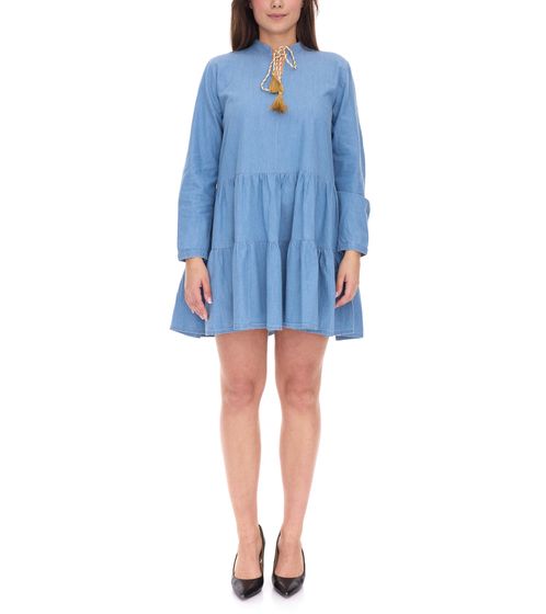 Les Tropeziennes Women's Tunic Dress, Summer Dress, Stylish Mini Dress Made of Pure Cotton, 242-0131 Blue