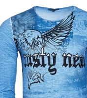 Men's Long-Sleeved Shirt with Eagle Print, Summer Cotton Long-Sleeve Casual Sweater R-10143 Blue Men's Long-Sleeved Shirt with Eagle Print, Summer Cotton Long-Sleeve Casual Sweater R-10143 Blue