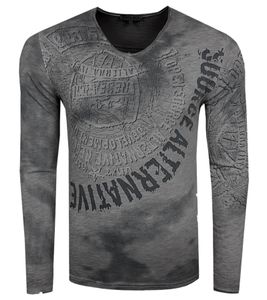 Chemise à manches longues pour homme avec grand lettrage et imprimé. Chemise à manches longues en coton, pull d'été, chemise de loisirs R-10135 Gris Chemise à manches longues pour homme avec grand lettrage et imprimé. Chemise à manches longues en coton, pull d'été, chemise de loisirs R-10135 Gris