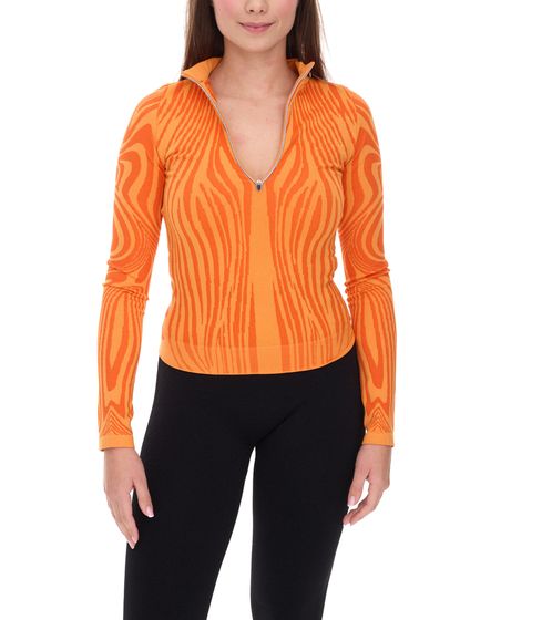 YOU DO YOU Women's Long-Sleeve Training Pullover with Half-Zip, Cool Sports Shirt 905031 Orange