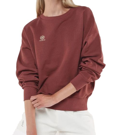 YOU DO YOU Damen Pullover mit Rücken-Print Baumwoll-Sweater Langarm-Shirt Yoga-Mode 905071 Mahagoni-Braun
