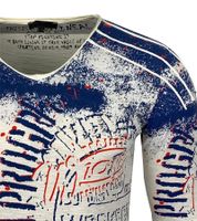 Camicia a maniche lunghe da uomo in stile vintage Work in Progress, camicia a maniche lunghe, scollo tondo, in cotone R-10109 Ecru-Bianco