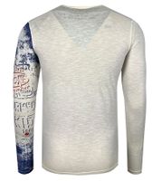 Camicia a maniche lunghe da uomo in stile vintage Work in Progress, camicia a maniche lunghe, scollo tondo, in cotone R-10109 Ecru-Bianco