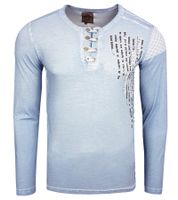 Camicia da uomo a maniche lunghe con stampa semplice e abbottonatura, maglione estivo in cotone a maniche lunghe per il tempo libero R-10139 blu