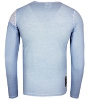 Camicia da uomo a maniche lunghe con stampa semplice e abbottonatura, maglione estivo in cotone a maniche lunghe per il tempo libero R-10139 blu