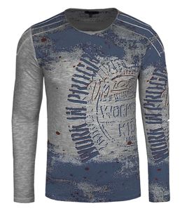 Camicia a maniche lunghe da uomo in stile vintage Work in Progress, camicia a maniche lunghe, scollo tondo, in cotone, R-10109 grigio scuro