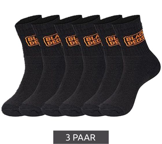 3 Paar BLACK+DECKER Herren Arbeits-Socken mit Cushion Terry Baumwoll-Socken Work-Socken OEKO-TEX Standard 100 BX/OBII/1/TEKE Anthrazit/Schwarz