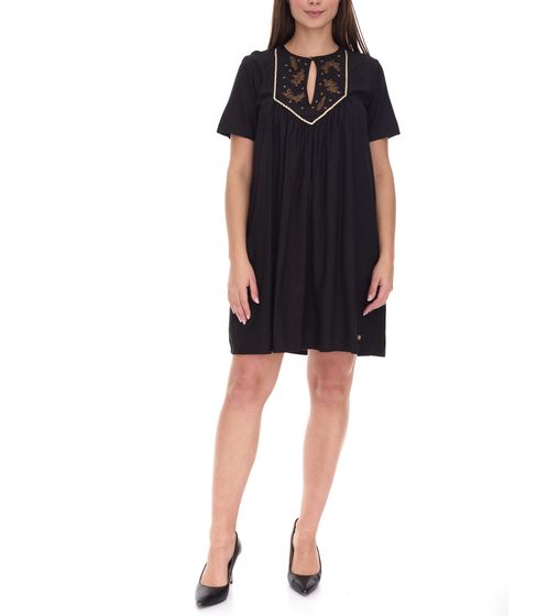 Les Tropeziennes Women's Tunic Dress with Metallic Pearls, Summer Dress 242-0132 Black