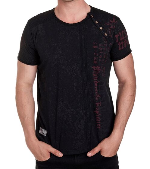 Men's T-Shirt with Plunderer & Exploiter Print, Cotton T-Shirt, Crew Neck, R-15191 Mod1 Black