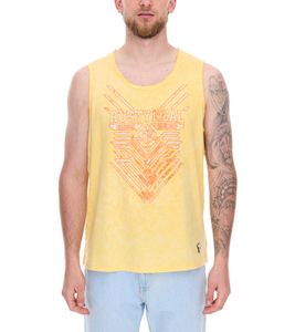 Canotta da uomo in stile vintage Maglia a maniche lunghe con stampa urbana Top estivo R-15247 giallo