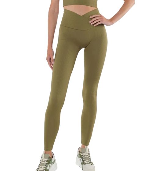 YOU DO YOU Damen Leggings modische Fitness-Hose Workout-Hose Sport-Tights High Waist Yoga-Mode 904991 Khaki