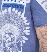 Herren T-Shirt mit auffälligen Print Baumwoll-Shirt Rundhals-Shirt R-15268 Blau