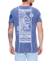 Herren T-Shirt mit auffälligen Print Baumwoll-Shirt Rundhals-Shirt R-15268 Blau
