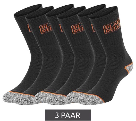 3 Paar BLACK+DECKER Herren Arbeits-Socken mit Cushion Terry Baumwoll-Socken Work-Socken OEKO-TEX Standard 100 BX/OVICS1TEKEBX347 Schwarz/Meliert