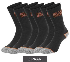 3 Paar BLACK+DECKER Herren Arbeits-Socken mit Cushion Terry Baumwoll-Socken Work-Socken OEKO-TEX Standard 100 BX/OVICS1TEKEBX347 Schwarz/Meliert