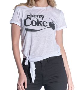 Coca-Cola Damen T-Shirt mit "cherry Coke" Print Rundhals-Shirt Baumwoll-Shirt 900468 Weiß