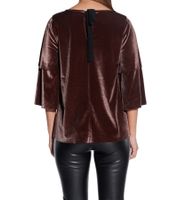 vestino Women's Soft Velvet Shirt with Playful Flounce Sleeves, Casual Shirt 901389 brown