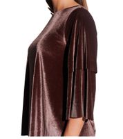 vestino Women's Soft Velvet Shirt with Playful Flounce Sleeves, Casual Shirt 901389 brown