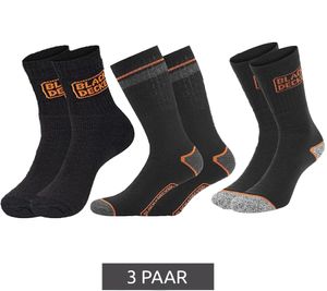 3 Paar BLACK+DECKER Herren Arbeits-Socken mit Cushion Terry Baumwoll-Socken Work-Socken OEKO-TEX Standard 100 BX/OBII in Anthrazit/Schwarz, Schwarz/Meliert oder Schwarz/Grau