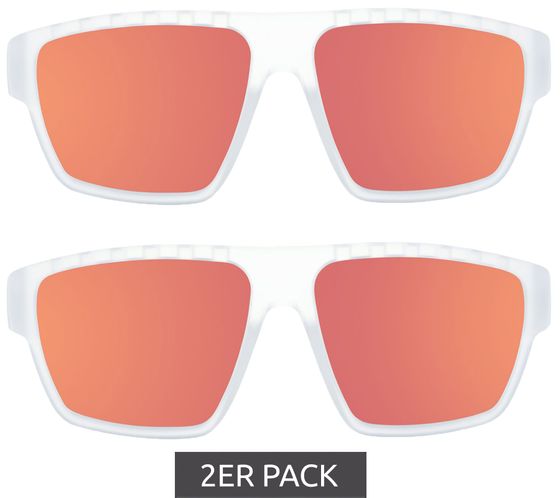 2er Sparpack adidas Sport Herren Sonnen-Brille mit rot/orangenen Gläsern und transparenten Bügeln Freizeit-Brille SP0008 6126G Transparent