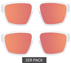 Lot de 2 lunettes de soleil homme adidas Sport avec verres rouge/orange et branches transparentes. Lunettes de loisirs SP0008 6126G Transparentes.