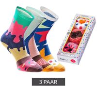 9 pairs of TASTIQ printed cotton socks, long socks, in a stylish gift box, Tas/1/CSX3, with a pizza or donut print