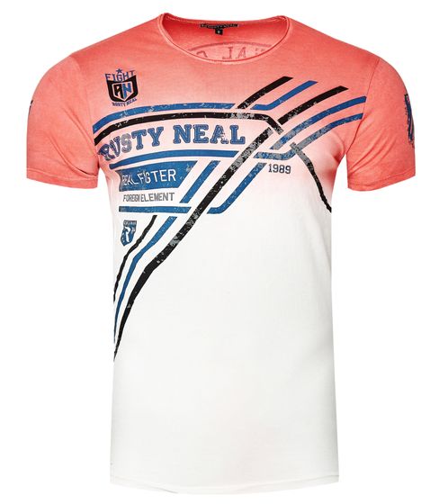 Men's Gradient T-Shirt, Cotton Shirt, Summer Shirt, Casual Shirt, R-15249 Red/White