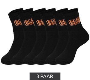 3 Pairs of BLACK+DECKER Men's Work Socks with Cushion Terry Cotton, OEKO-TEX Standard 100 BX/OBII/1/DEKCX347 Black