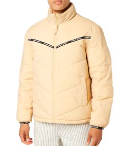 TOMMY JEANS TJM Tape Men's Quilted Jacket, Sustainable Men's Transition Jacket, 74207000 Beige