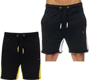 Herren Sport-Short Baumwoll-Shorts kurze Fitness-Hose Trainings-Hose R-13631 Schwarz/Gelb oder Schwarz/Weiß