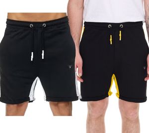Pantaloncini sportivi da uomo, pantaloncini in cotone, pantaloni corti da fitness, pantaloni da allenamento R-13631 Nero/Giallo o Nero/Bianco