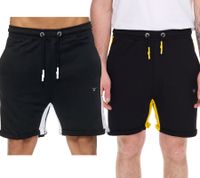 Pantaloncini sportivi da uomo, pantaloncini in cotone, pantaloni corti da fitness, pantaloni da allenamento R-13631 Nero/Giallo o Nero/Bianco