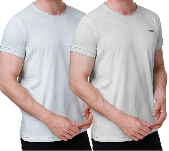 Men's T-Shirt, Versatile Cotton Crew Neck T-Shirt R-15280 Light Gray or Mint/Light Blue