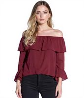 Vestino Off-Shoulder Blouse with Ruffle, Summer Blouse 900880 Red