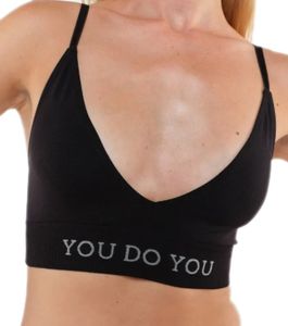 YOU DO YOU Damen Sport-BH Sport-Bustier nahtloses Sport-Oberteil Yoga-BH 904941 Schwarz
