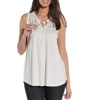 Top de verano para mujer Vestino con aplicación de encaje, camisa informal de estilo bohemio 900630 blanco crema